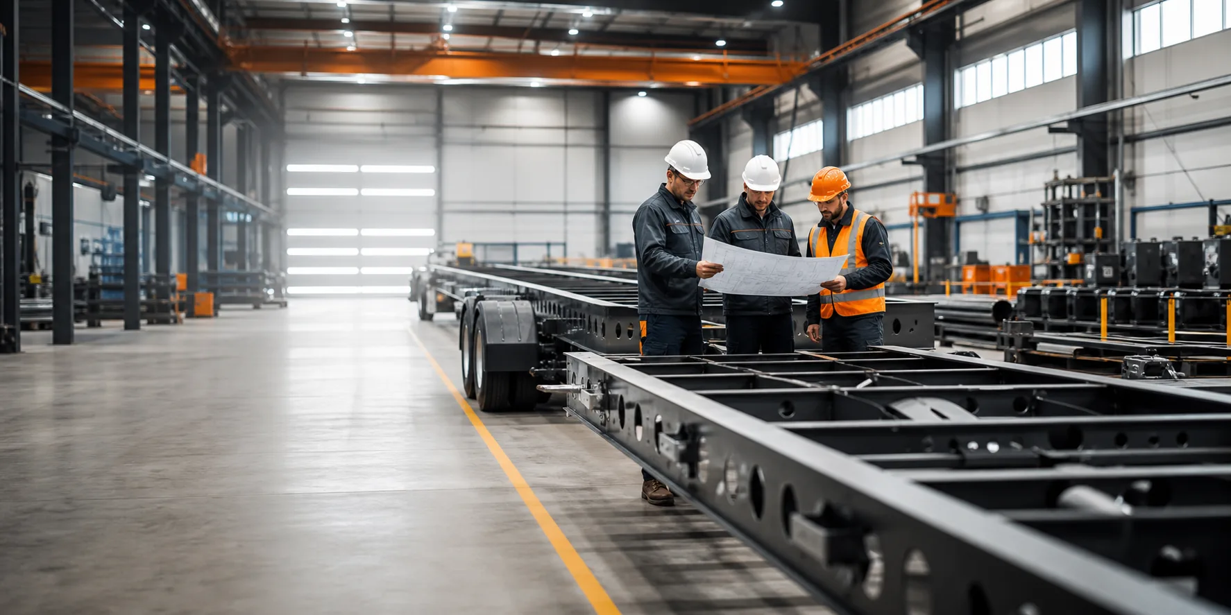 BALAJI ENGINEERING engineering team reviewing trailer chassis drawings