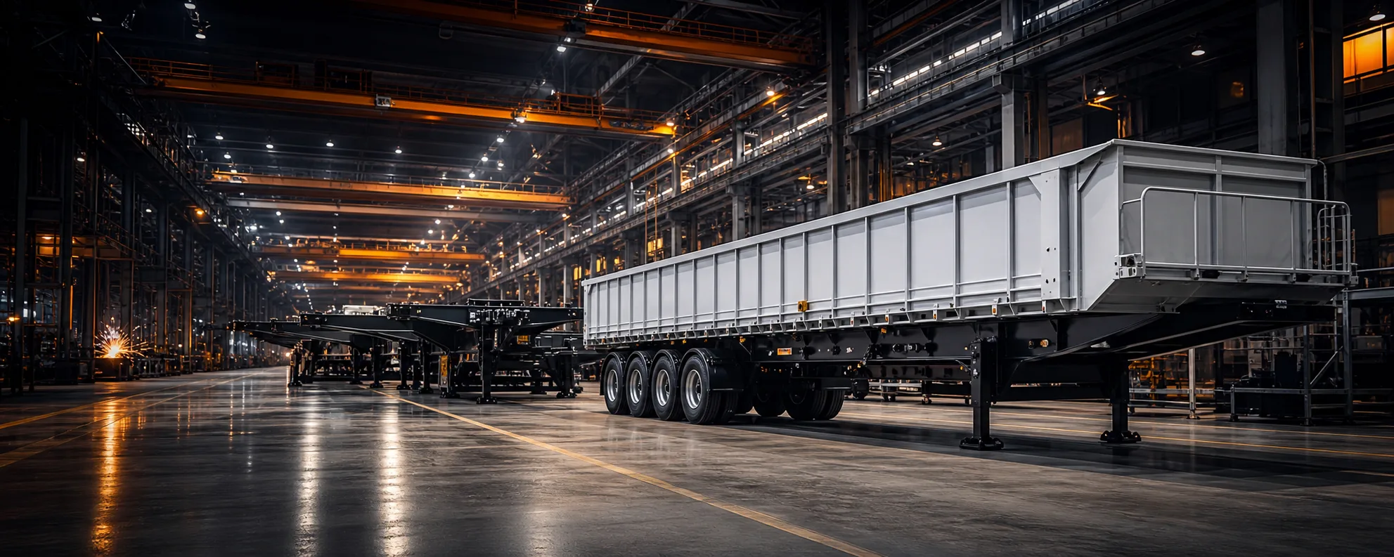 Premium trailer manufacturing factory floor